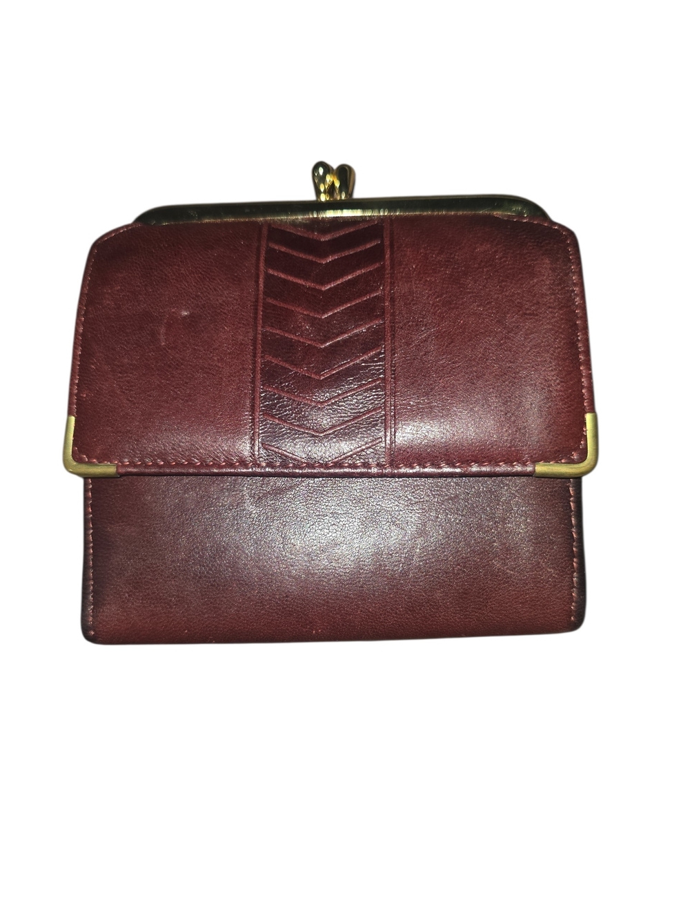Vintage Princess Gardner Compact Burgundy Leather Wallet with Gold-Tone Accents